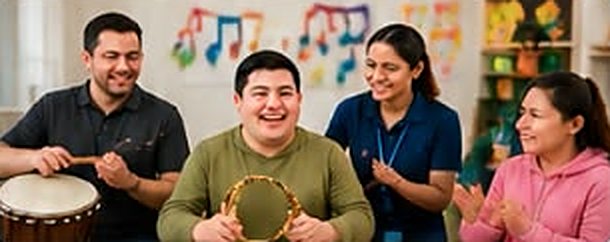 Group of participants playing music together
